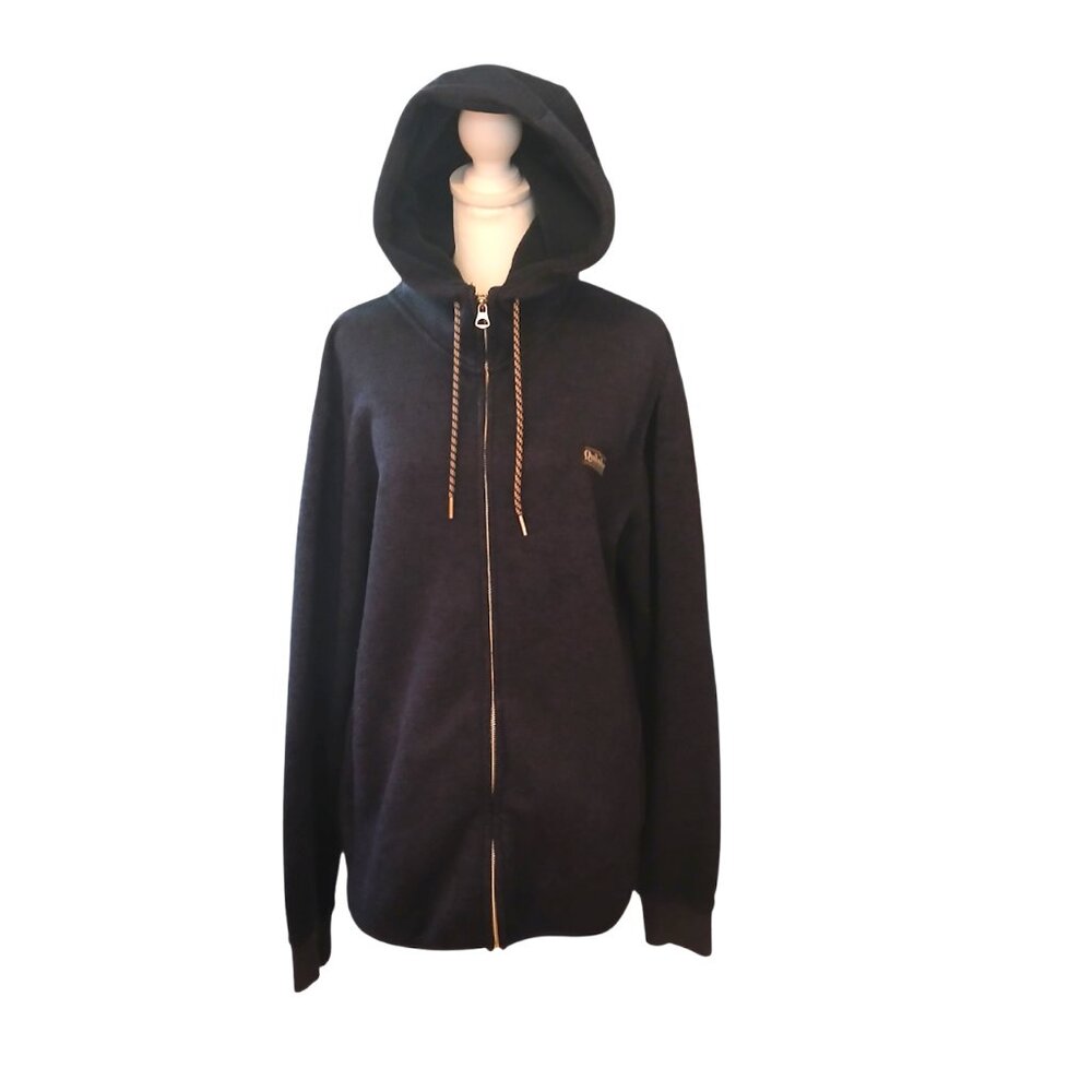 Quiksilver navy hoodie full zip drawstring hood men's L